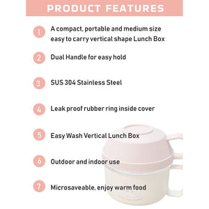 Cream & Pink Rabbit , Stainless Steel Dual Handle Soup and Noodles Lunch Box for Kids and Adults - Little Surprise BoxCream & Pink Rabbit , Stainless Steel Dual Handle Soup and Noodles Lunch Box for Kids and Adults