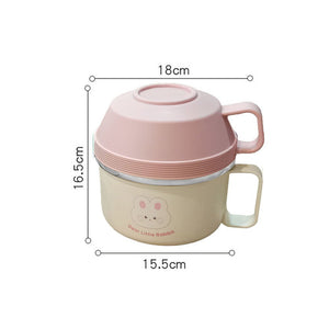 Cream & Pink Rabbit , Stainless Steel Dual Handle Soup and Noodles Lunch Box for Kids and Adults - Little Surprise BoxCream & Pink Rabbit , Stainless Steel Dual Handle Soup and Noodles Lunch Box for Kids and Adults