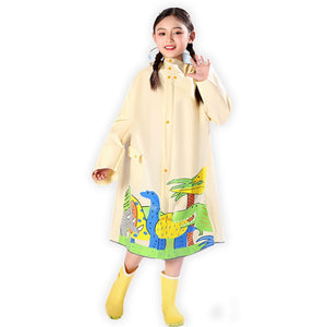 Cream Reptile Kingdom Raincoat for Kids. - L - 5 - 6 Years Monsoon Wear