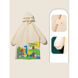 Cream Reptile Kingdom Raincoat for Kids. - L - 5 - 6 Years Monsoon Wear
