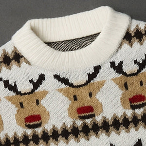 Cream Santa & Reindeer Winter, Christmas Cardigan Sweater for Kids - 2 - 3 Years Winter Wear
