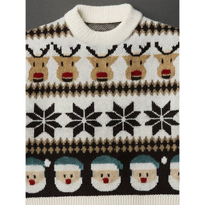Cream Santa & Reindeer Winter, Christmas Cardigan Sweater for Kids - 2 - 3 Years Winter Wear