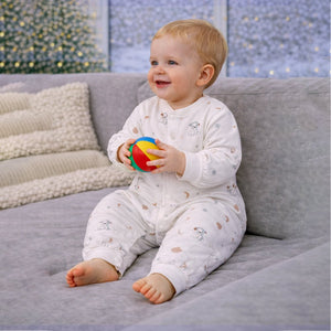 Cream Teddy Heart and Moon, Full Sleeves Jumpsuit Hoodie Romper for Tiny Toddlers - 6 - 12 Months Winter Wear