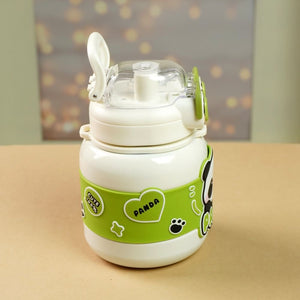 Cream Two way Lid Style Panda theme Stainless Steel Kids Water Bottle,660ml - Back To School
