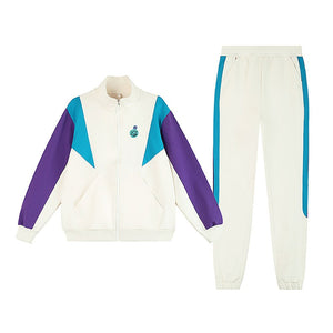 Cream With Teal & Purple Stripes 2Pcs Track Suit Set For Kids & Tweens - 5 - 6 Years Kids Clothing