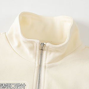 Cream With Teal & Purple Stripes 2Pcs Track Suit Set For Kids & Tweens - 5 - 6 Years Kids Clothing
