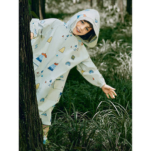 Cream Woodland Volcano Raincoat for Kids - Little Surprise BoxCream Woodland Volcano Raincoat for Kids