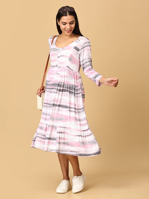 Crème De Rose Maternity Dress with Nursing - DRS - CRMDR - S