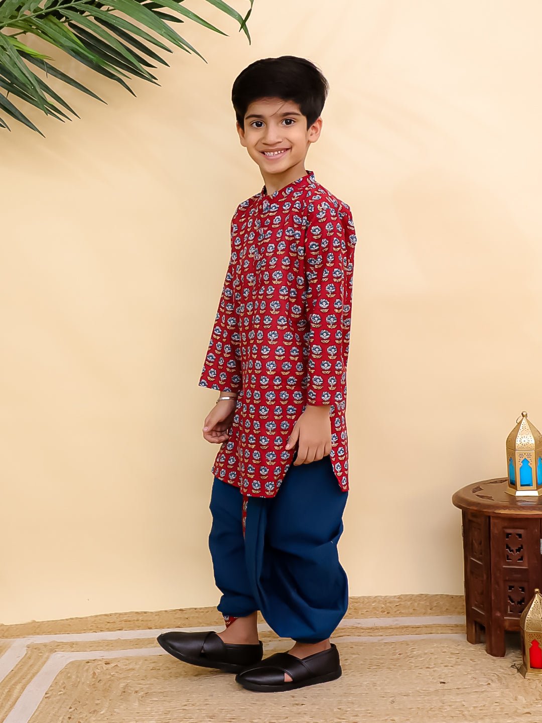Crimson Floral Boys Dhoti Kurta Set - KES - SC - CRSFB - 0 - 6