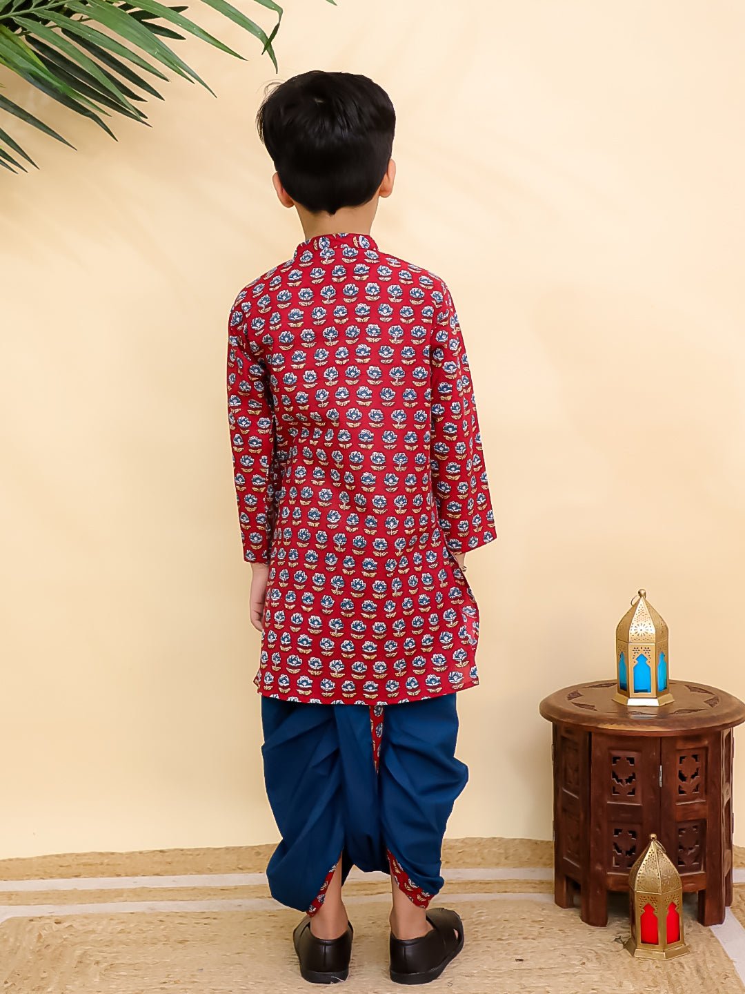 Crimson Floral Boys Dhoti Kurta Set - KES - SC - CRSFB - 0 - 6
