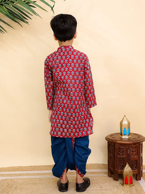 Crimson Floral Boys Dhoti Kurta Set - KES - SC - CRSFB - 0 - 6