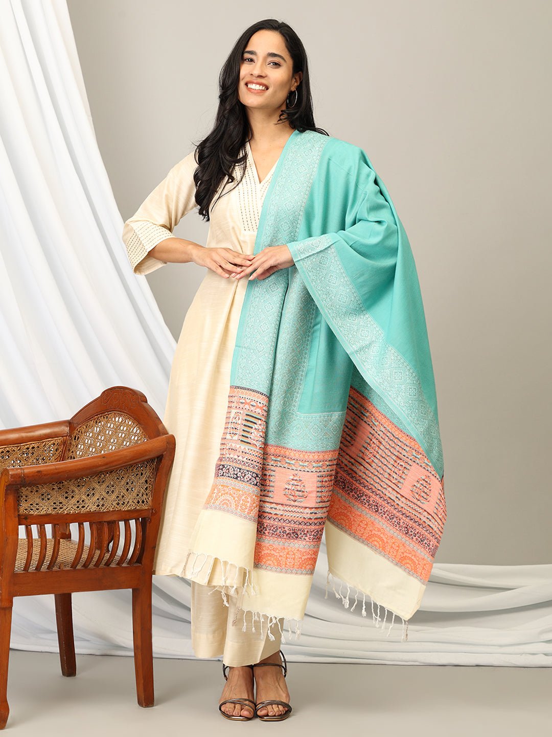 Crystal Cool Acrylic Woolen Stoles - WNTSTL - CRSTCL