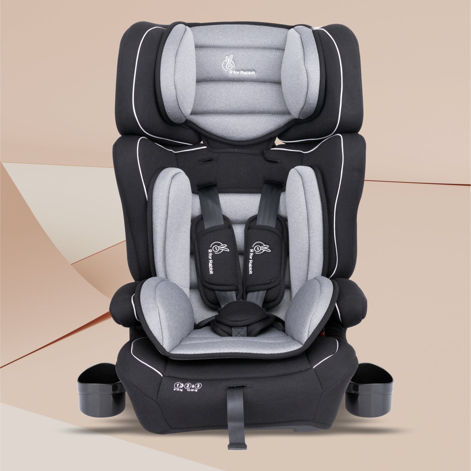 R for Rabbit Jumping Jack Grand Baby Car Seat- Black Grey