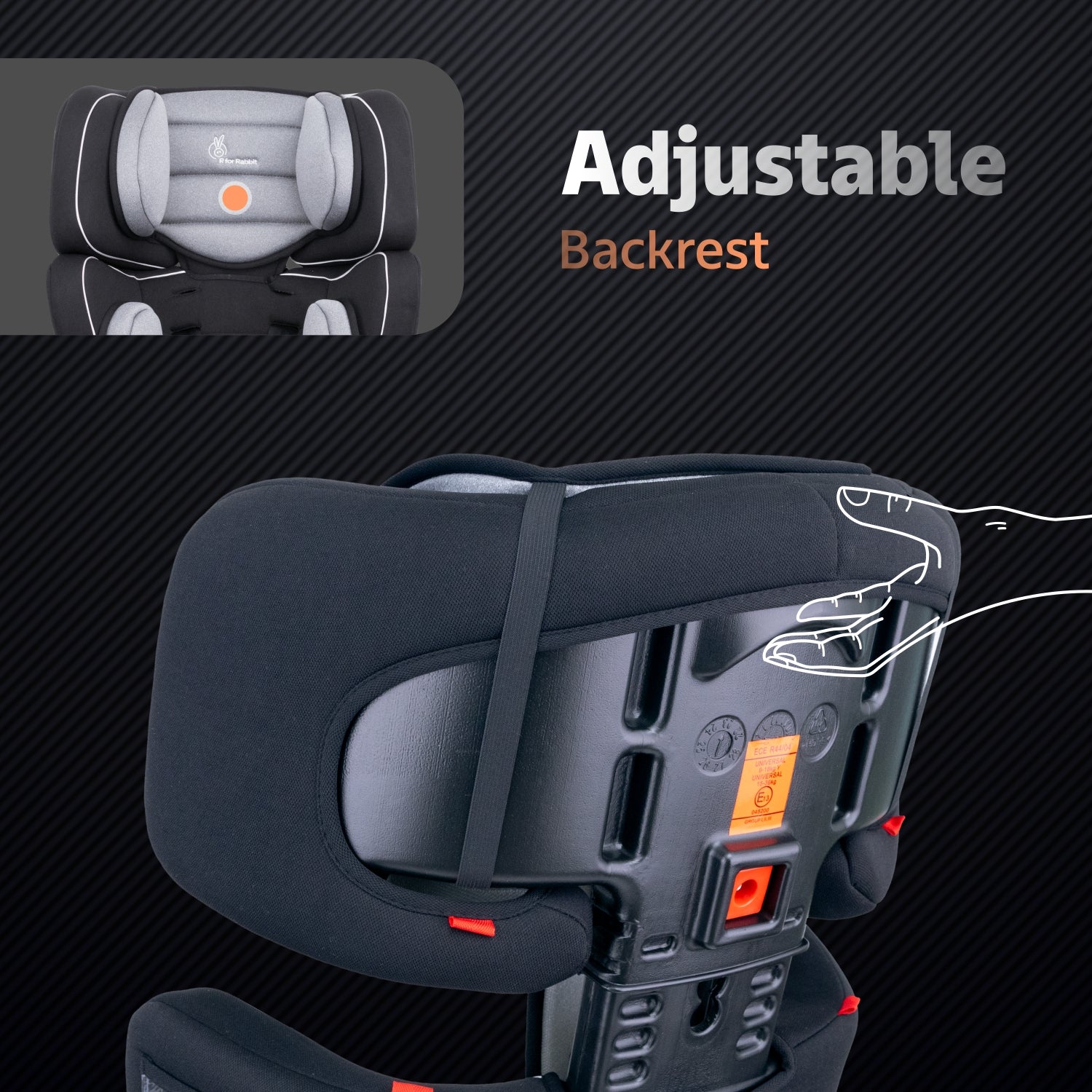 R for Rabbit Jumping Jack Grand Baby Car Seat- Black Grey