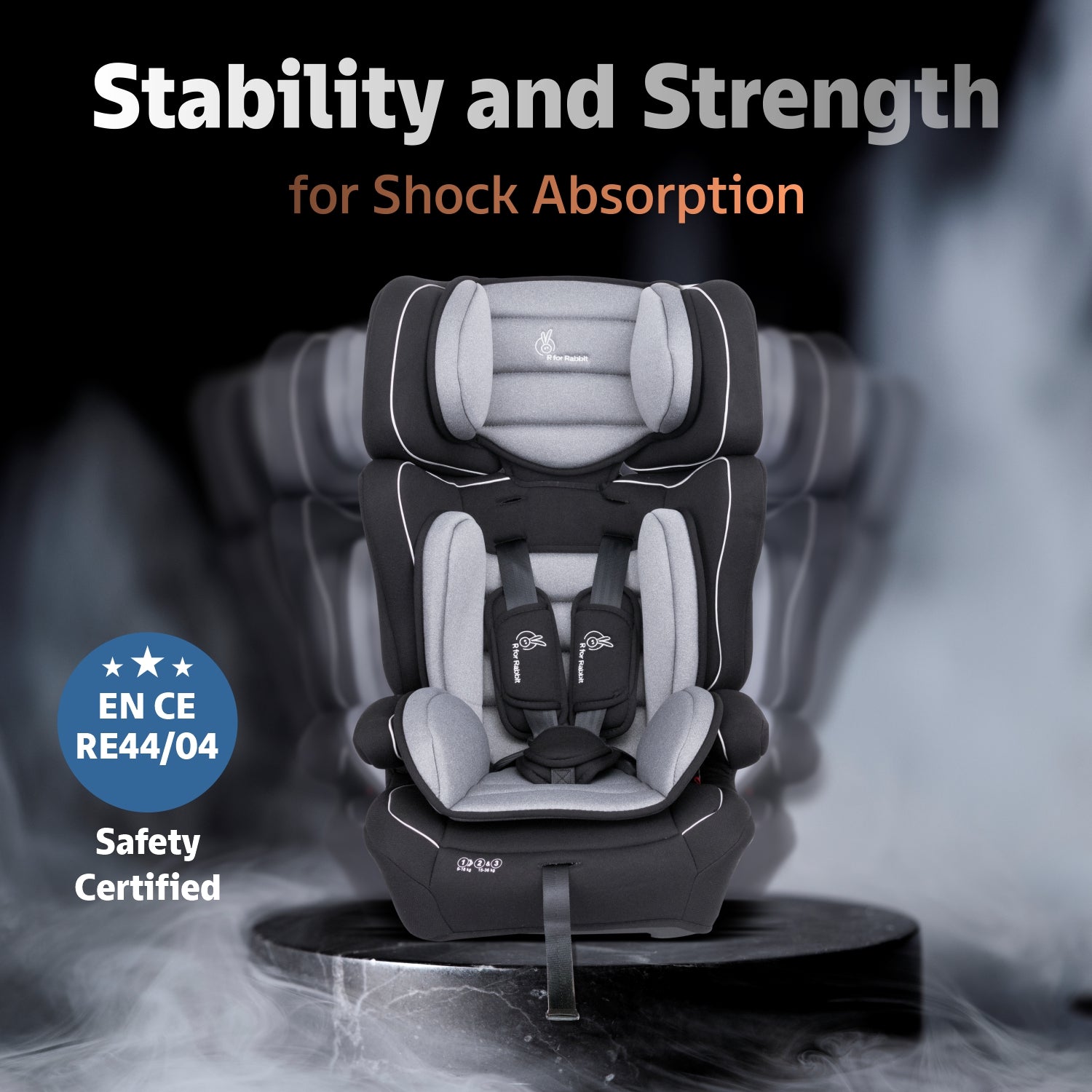 R for Rabbit Jumping Jack Grand Baby Car Seat- Black Grey