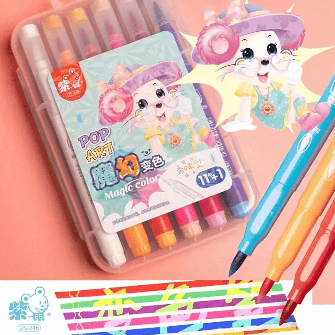 CuddleNest 12 Magic Color - Changing Felt Tip Markers - Magic Color_12pc_15*10*3