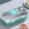 CuddleNest 3 Compartment Stainless Steel Lunch Box with Extra Sauce Bowl - Lunch Box_7109_4 Com_Green