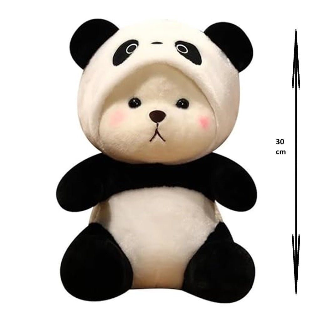 CuddleNest 40 cm Plush Bear in Panda Costume with Cap – Ultra - Soft Stuffed Animal Toy - Cap_Bear_Panda_35_25_20