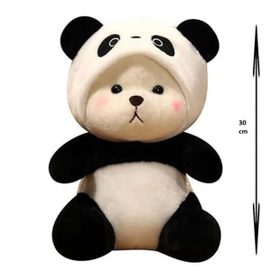 CuddleNest 40 cm Plush Bear in Panda Costume with Cap – Ultra - Soft Stuffed Animal Toy - Cap_Bear_Panda_35_25_20