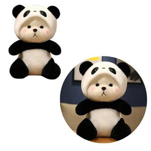 CuddleNest 40 cm Plush Bear in Panda Costume with Cap – Ultra - Soft Stuffed Animal Toy - Cap_Bear_Panda_35_25_20