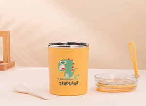 CuddleNest 530ml Stainless Steel Insulated Food Jar | Cartoon Soup Cup for Hot & Cold Meals | Kids School Tiffin | Travel Lunch Container (Blue) | Lunch box