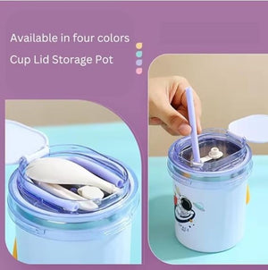 CuddleNest 530ml Stainless Steel Insulated Food Jar | Cartoon Soup Cup for Hot & Cold Meals | Kids School Tiffin | Travel Lunch Container (Blue) | Lunch box