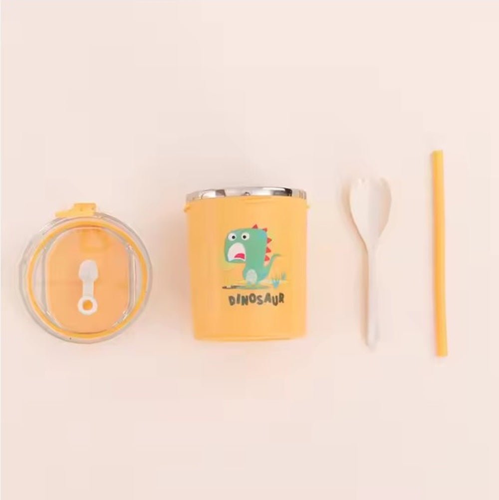 CuddleNest 530ml Stainless Steel Insulated Food Jar | Cartoon Soup Cup for Hot & Cold Meals | Kids School Tiffin | Travel Lunch Container (Pink) - Sealed Cup_7103_Pink_13*10*10