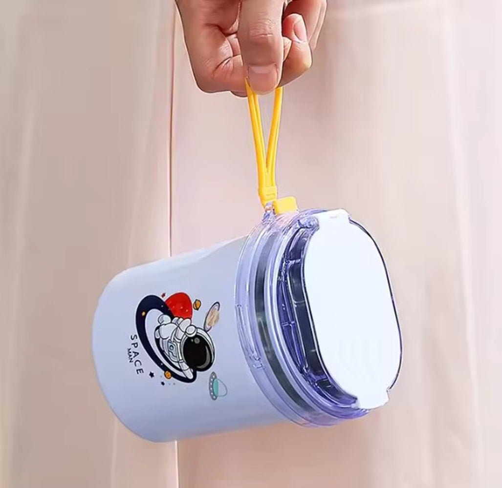 CuddleNest 530ml Stainless Steel Insulated Food Jar | Cartoon Soup Cup for Hot & Cold Meals | Kids School Tiffin | Travel Lunch Container (Purple) - Sealed Cup_7103_Purple_13*10*10