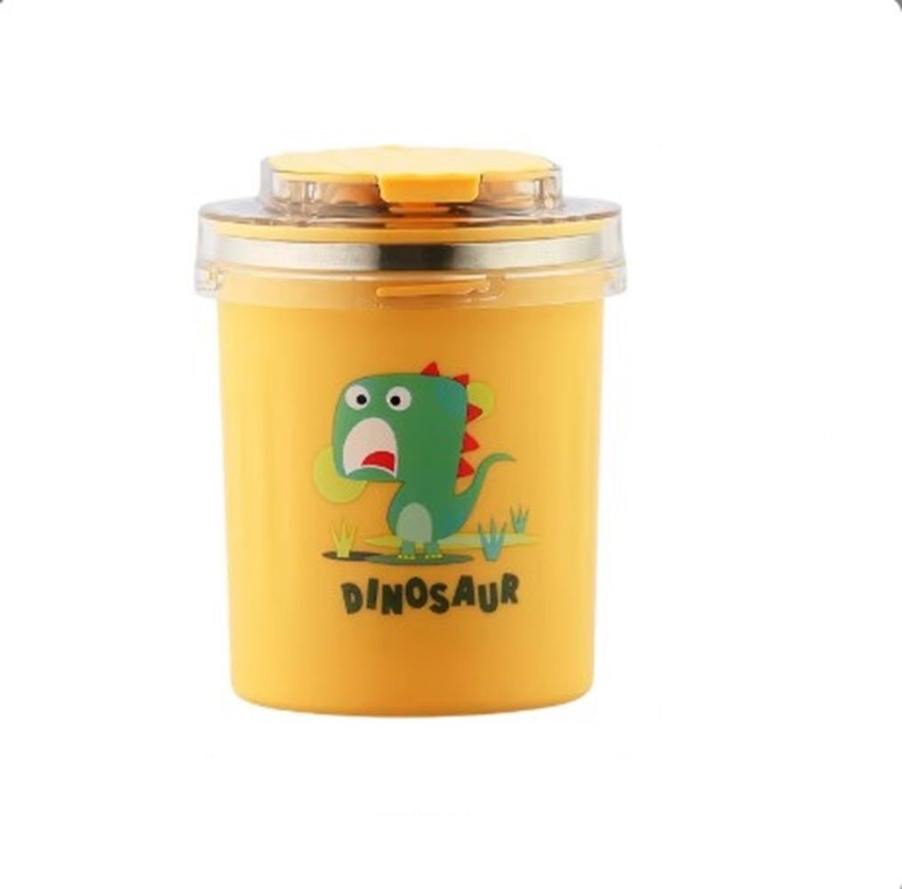 CuddleNest 530ml Stainless Steel Insulated Food Jar | Cartoon Soup Cup for Hot & Cold Meals | Kids School Tiffin | Travel Lunch Container (Yellow) - Sealed Cup_7103_Yellow_13*10*10