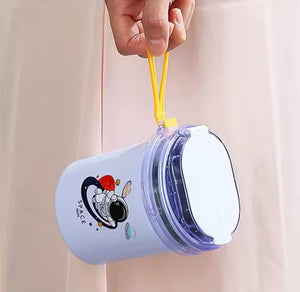 CuddleNest 530ml Stainless Steel Insulated Food Jar | Cartoon Soup Cup for Hot & Cold Meals | Kids School Tiffin | Travel Lunch Container (Yellow) - Lunch box