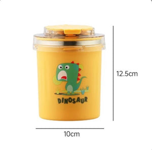 CuddleNest 530ml Stainless Steel Insulated Food Jar | Cartoon Soup Cup for Hot & Cold Meals | Kids School Tiffin | Travel Lunch Container (Yellow) - Lunch box