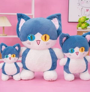 CuddleNest Adorable Cat Plush Toy with Unique Dual - Coloured Eyes - Cat Standing_Blue