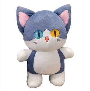 CuddleNest Adorable Cat Plush Toy with Unique Dual - Coloured Eyes - Cat Standing_Blue