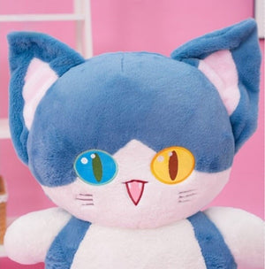 CuddleNest Adorable Cat Plush Toy with Unique Dual - Coloured Eyes - Cat Standing_Blue