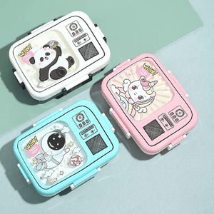 CuddleNest Blue Astronaut Bento Lunch Box for Kids – Airtight, Leakproof, Includes Spoon & Sauce Container