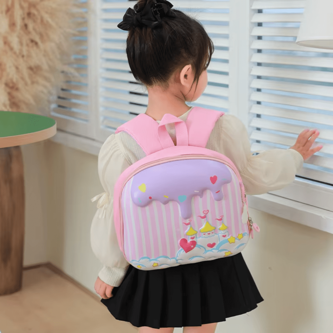 CuddleNest Castle Kids’ Hardshell Backpack – Durable, Cute & Perfect for Toddlers! - Backpack_Castle_Pink_25*25*6