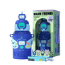 CuddleNest Cool Robot Kids’ Water Bottle – 450ml, Insulated & Travel - Friendly with Mini Toys! - Water_Bottle_Robot_Blue_21*8*8