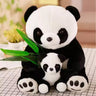 CuddleNest Cuddly Panda Mom and Baby Plush Toy Set – Soft Hugging Stuffed Animals with Bamboo Accent - Panda With Baby Panda & Leaf_White_38*22*18