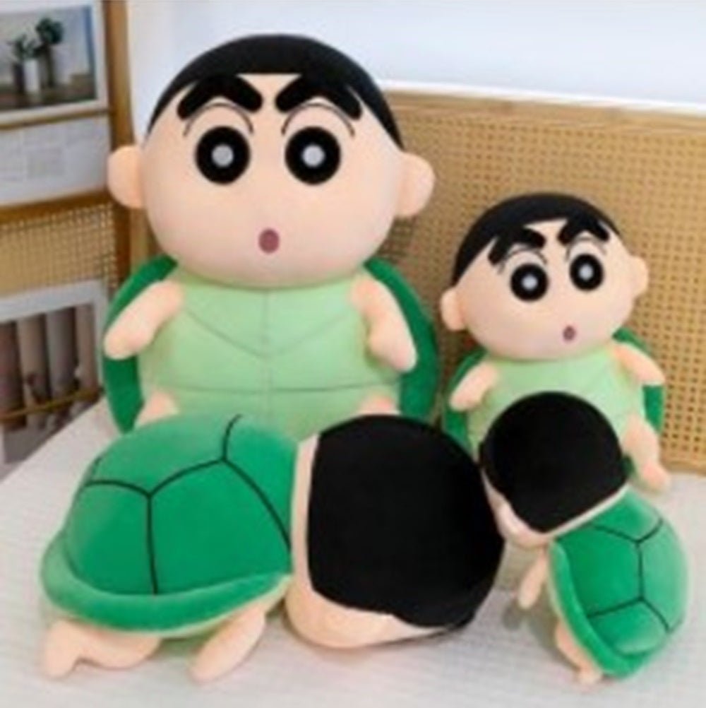 CuddleNest Cute Anime Character Plush Toy | Shin chan Inspired Soft Doll with Green Shell Design - Sinchain_Green