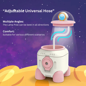 CuddleNest Cute Astronaut LED Desk Lamp – Flexible Gooseneck, USB Rechargeable & Pencil Sharpener - Mini Lamp_Rocket_Blue_13*9*9