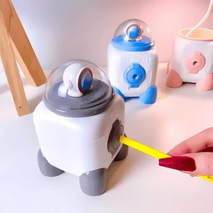 CuddleNest Cute Astronaut LED Desk Lamp – Flexible Gooseneck, USB Rechargeable & Pencil Sharpener - Mini Lamp_Rocket_Blue_13*9*9