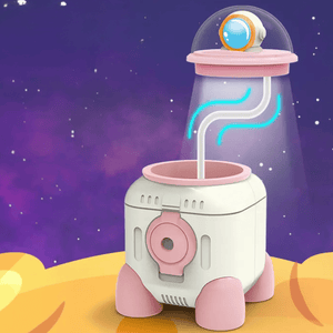 CuddleNest Cute Astronaut LED Desk Lamp – Flexible Gooseneck, USB Rechargeable & Pencil Sharpener - Mini Lamp_Rocket_Pink_13*9*9