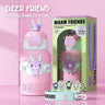CuddleNest Cute Deer Character 450ml Kids Water Bottle | Vacuum Insulated, Leak - Proof, Stainless Steel Inside, Sipper & Straw, Push Button Lid | Perfect for School, Playdates, Travel, and Gifting - Water_Bottle_Deer_Pink_21*8*8