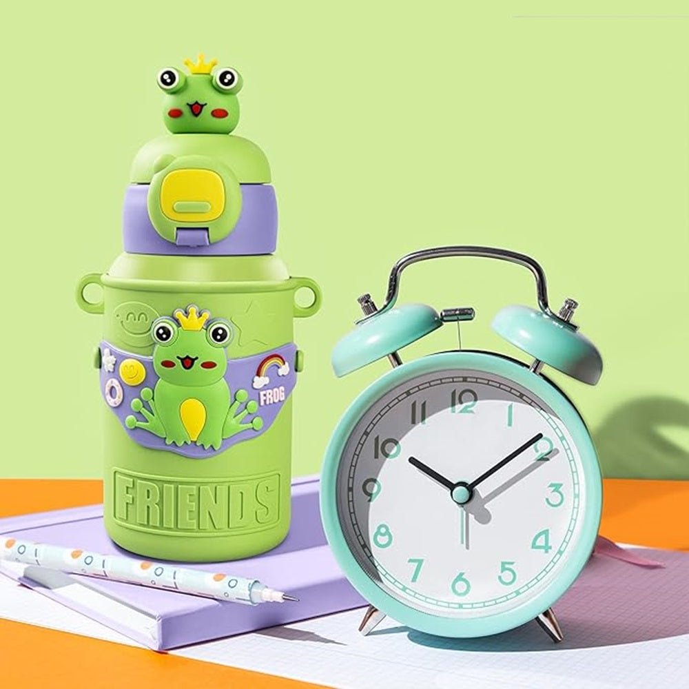 CuddleNest Cute Frog Friends Kids Water Bottle – 450ml, - Water_Bottle_Frog_Green_21*8*8