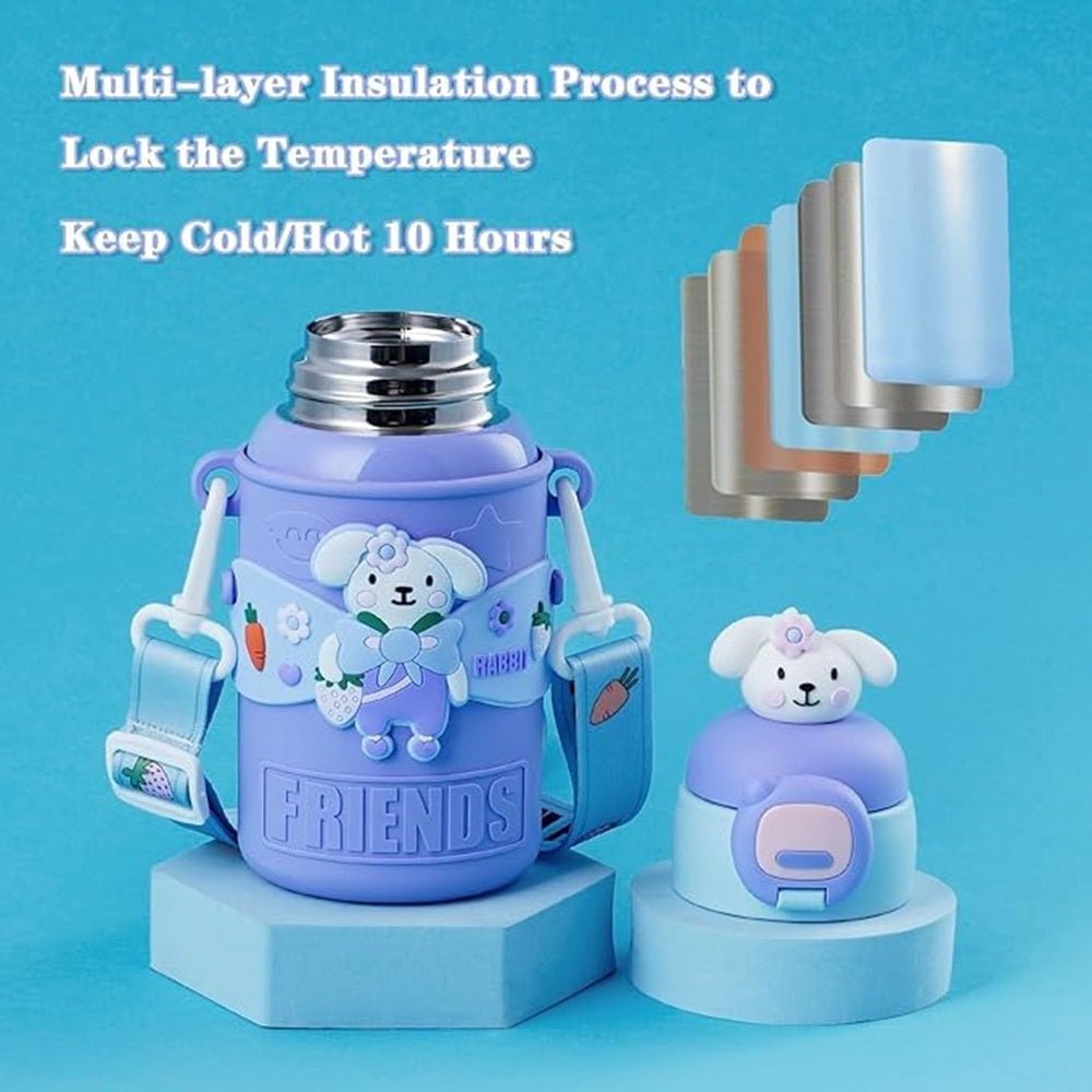 CuddleNest Cute Frog Friends Kids Water Bottle – 450ml, - Water_Bottle_Frog_Green_21*8*8