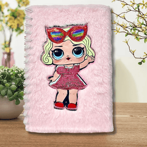 CuddleNest Cute Girl Fur Diary for Girls - Diary Shiny_Pink_21*15*2