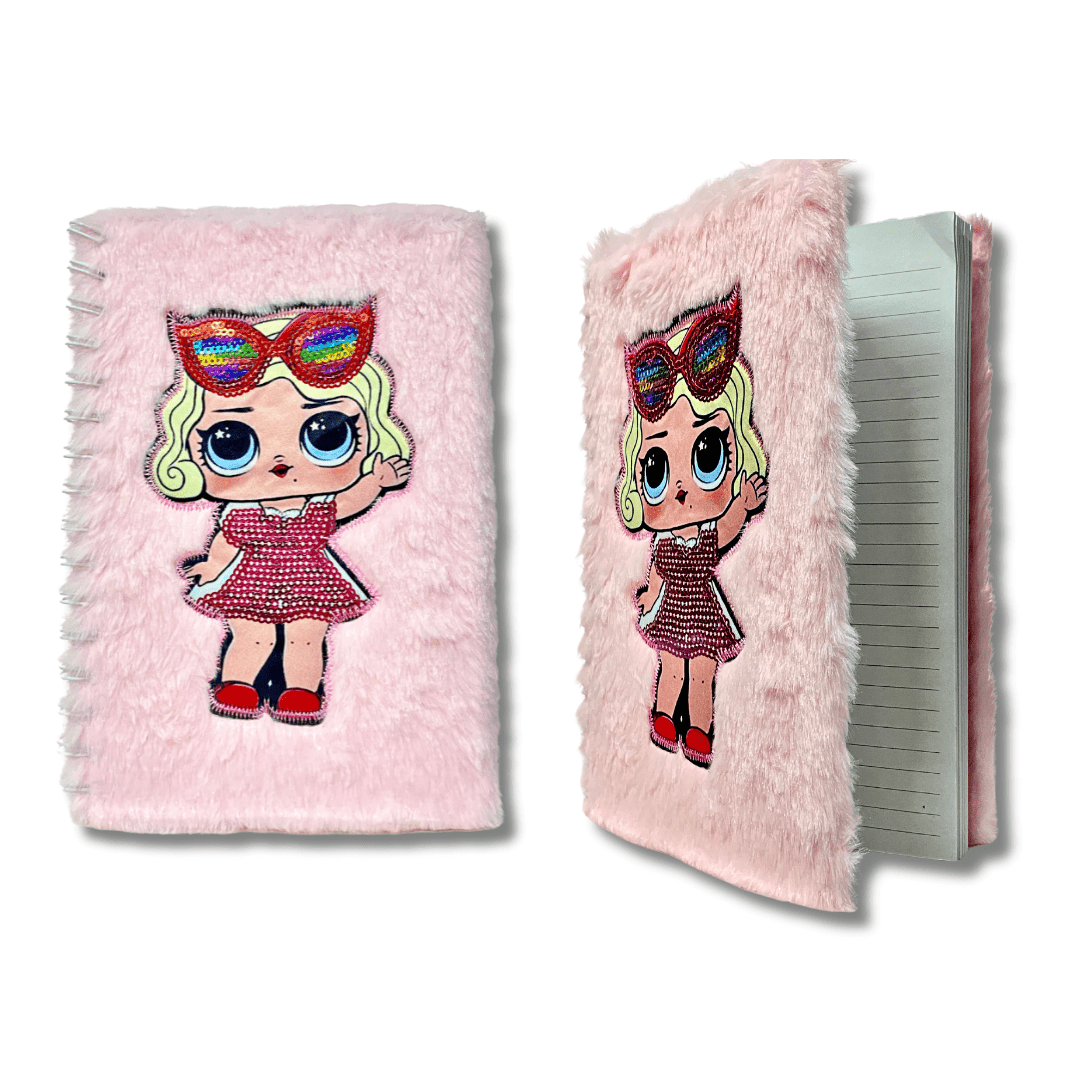 CuddleNest Cute Girl Fur Diary for Girls - Diary Shiny_Pink_21*15*2