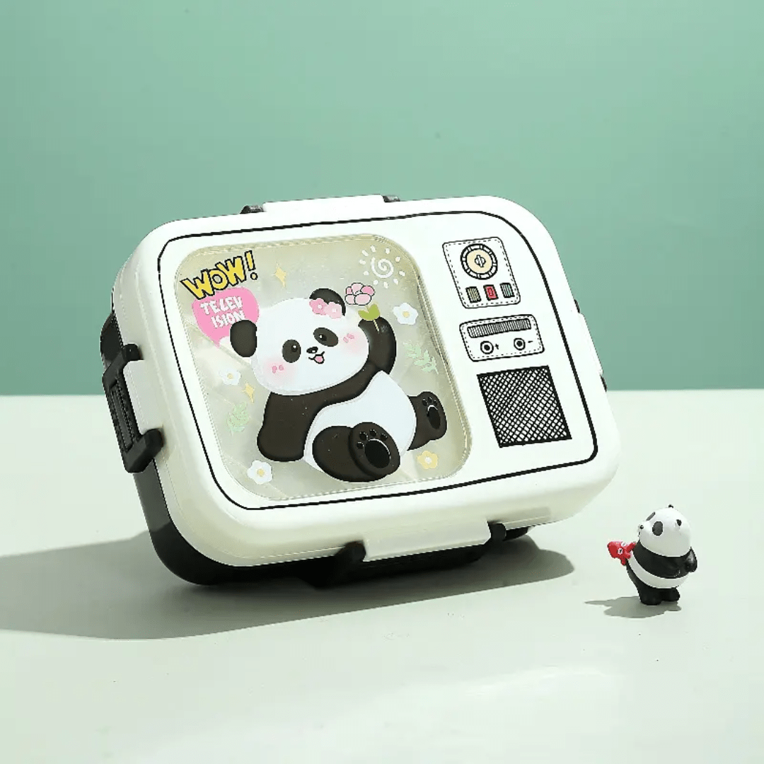 CuddleNest Cute Panda Bento Lunch Box for Kids - Lunch Box_Panda_Black_23*18*8
