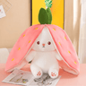 CuddleNest Cute Reversible Strawberry Rabbit Zipper Bunny |Stuffed Toy | Plush Toy | For kids - 40 cm - Str.Rabbit_40_Pink