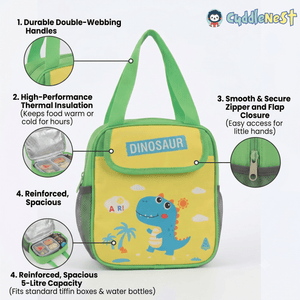 CuddleNest Cute Unicorn Insulated Lunch Bag with Front Flap Pocket - Insulated lunch bag